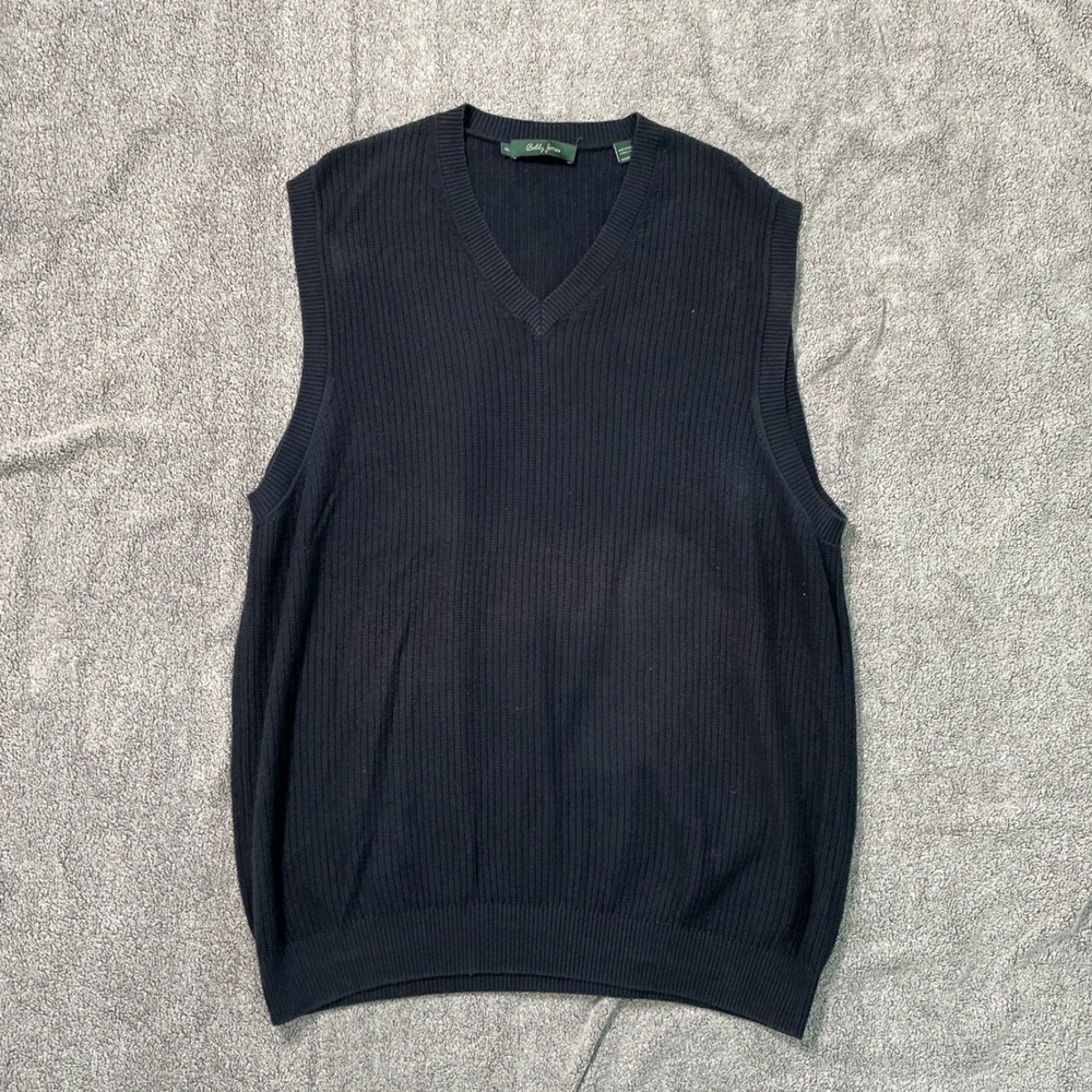 Bobby Jones Mens XL Navy Blue Peruvian Pima Cotton Ribbed V-Neck Sweater Vest